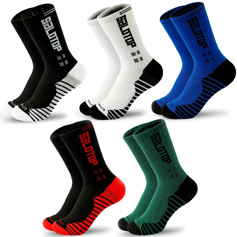 4 Pairs Men Anti-slip Football Soccer Socks Breathable Basketball Tennis Thickened Sport Sock Mid Calf Runing Cycling Rugby Sock