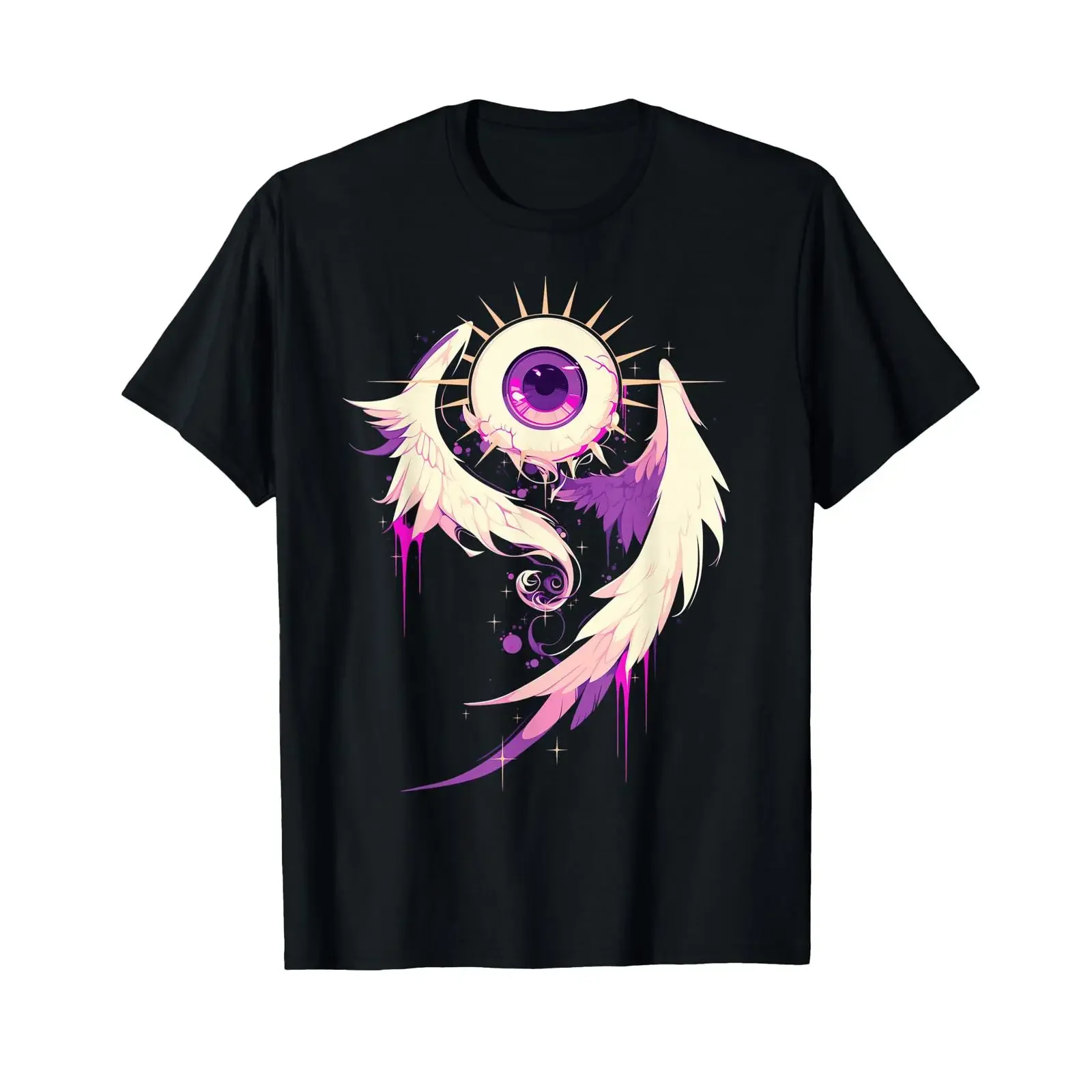 Kawaii Punk Gothic Eyeball Pastel Goth Weirdcore Aesthetic T Shirt black vintage Washed Soft Stretched Comfortable Versatile