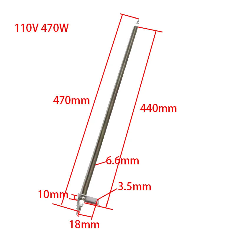 SNDHEATER Индивидуальный нагреватель 110 В 470 Вт 470 мм Общая длина 450 мм Длина трубки 6,6 мм Трубка DIa. 2шт
