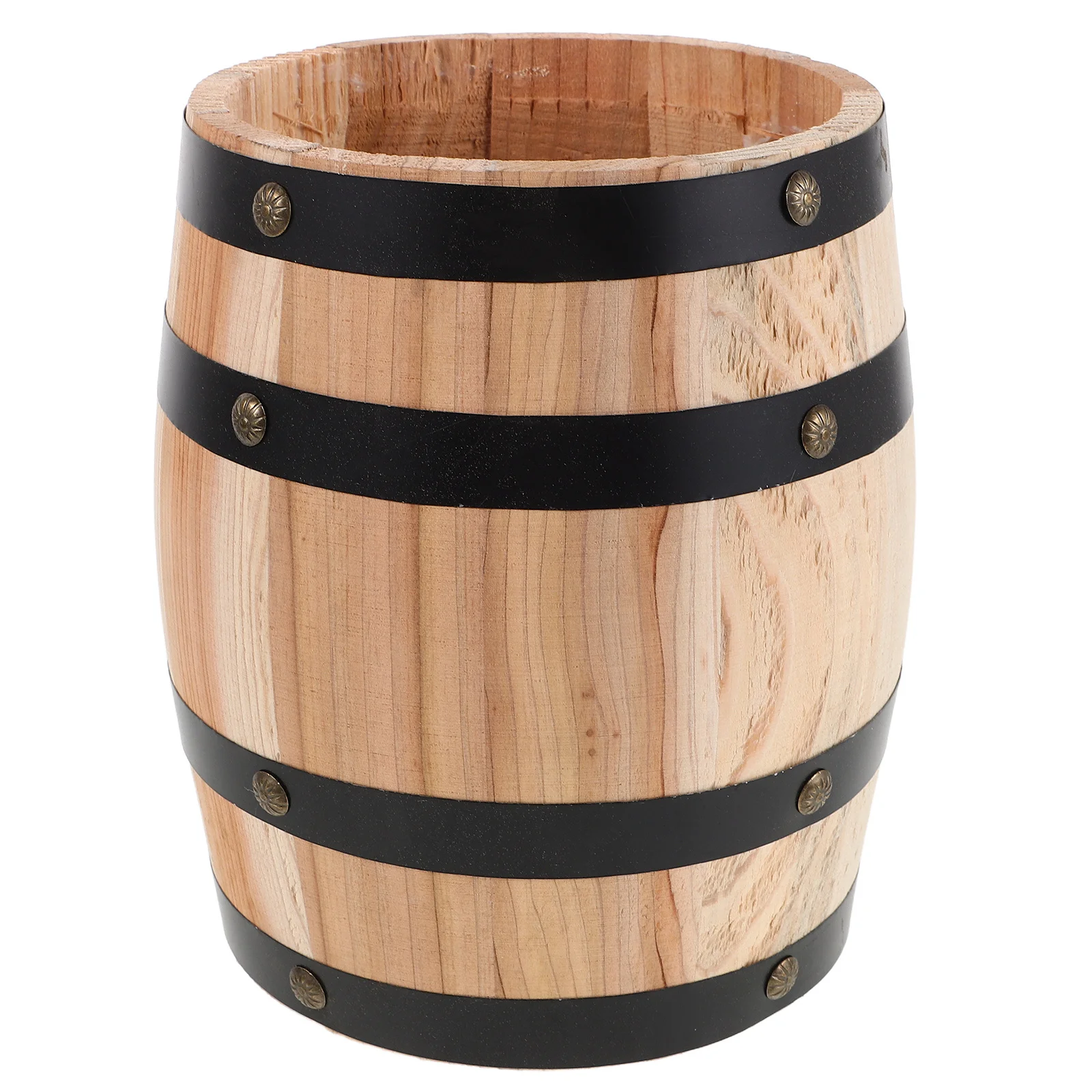 

Wooden Utensil Holder Vintage Aesthetic Kitchen Countertop Organizer Spoon Fork Chopstick Storage Barrel Shape Design