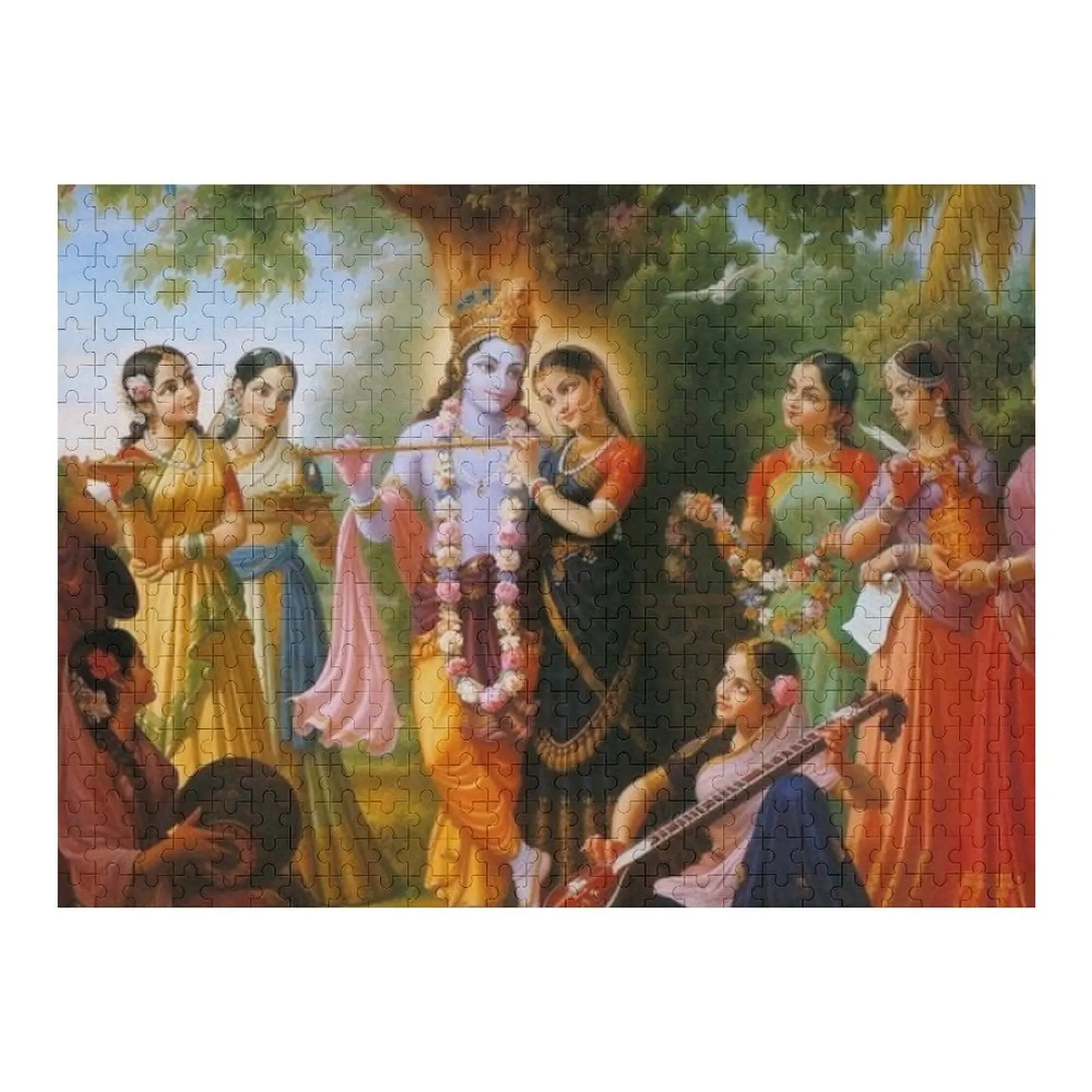 

Lord Krishna with Radha and gopis photography Jigsaw Puzzle Wooden Boxes Wooden Name With Photo Custom Gift Puzzle