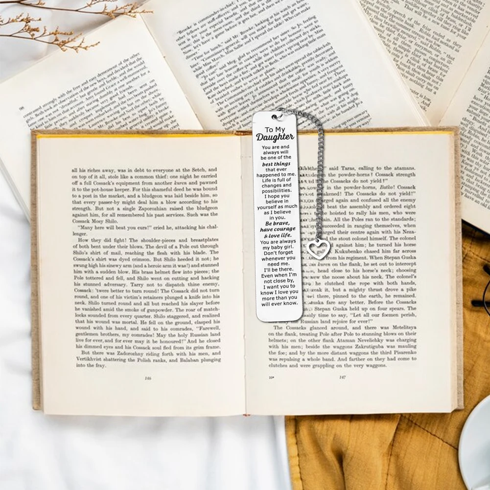 ที่คั่นหนังสือ suvenir wisuda สแตนเลสเพื่อสร้างแรงบันดาลใจให้กับลูกสาวของฉันสำหรับเด็กอ่านจี้โซ่16TH 18th 21st วันเกิด