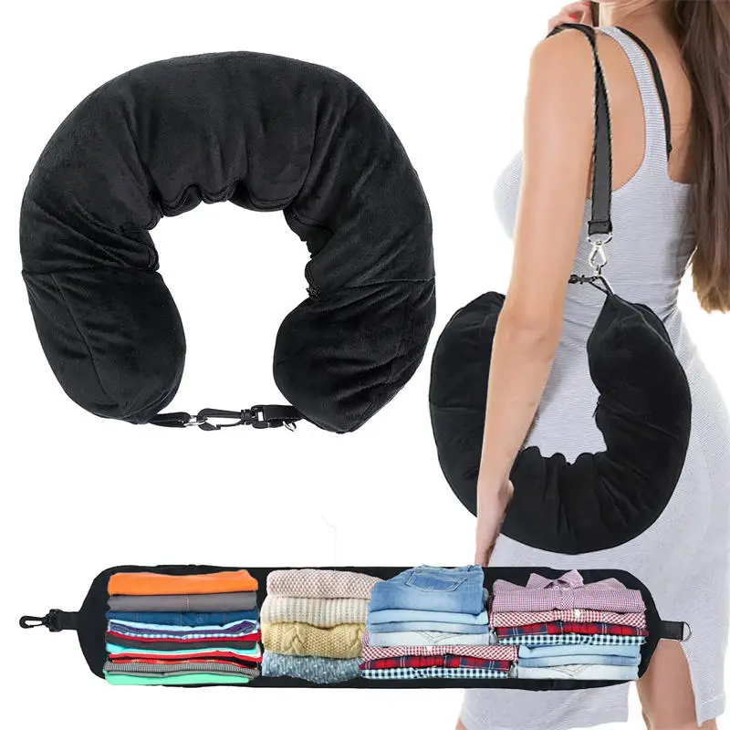 Befüllbare Reisekissen-Organizer-Tasche Tragbare Reisetasche Flugzeugkissen Reise-Nackenkissen Selbstfüllendes Reisekissen