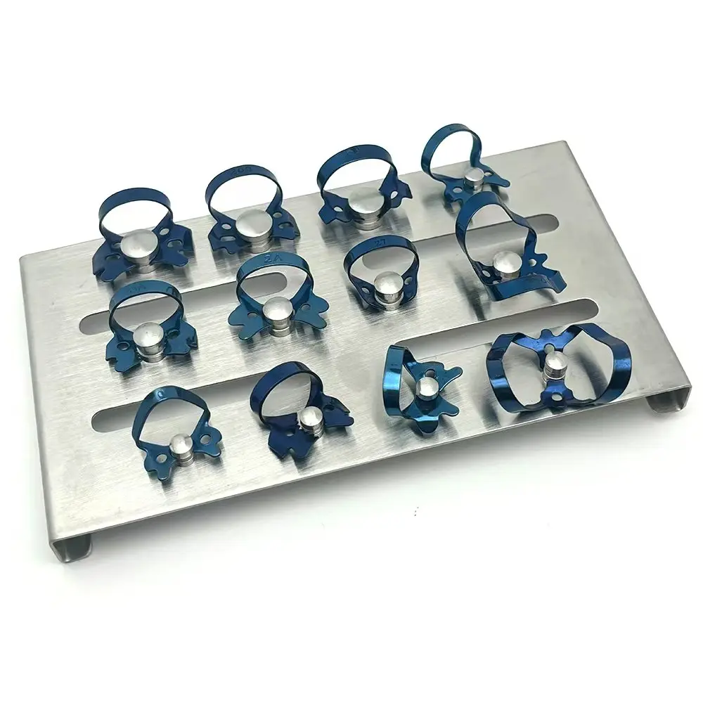 1 مجموعة الأسنان اللبية المطاط السد المشابك مقاطع ترميم السد المشبك الأسنان صينية من الفولاذ المقاوم للصدأ حامل معدات طبيب الأسنان #4