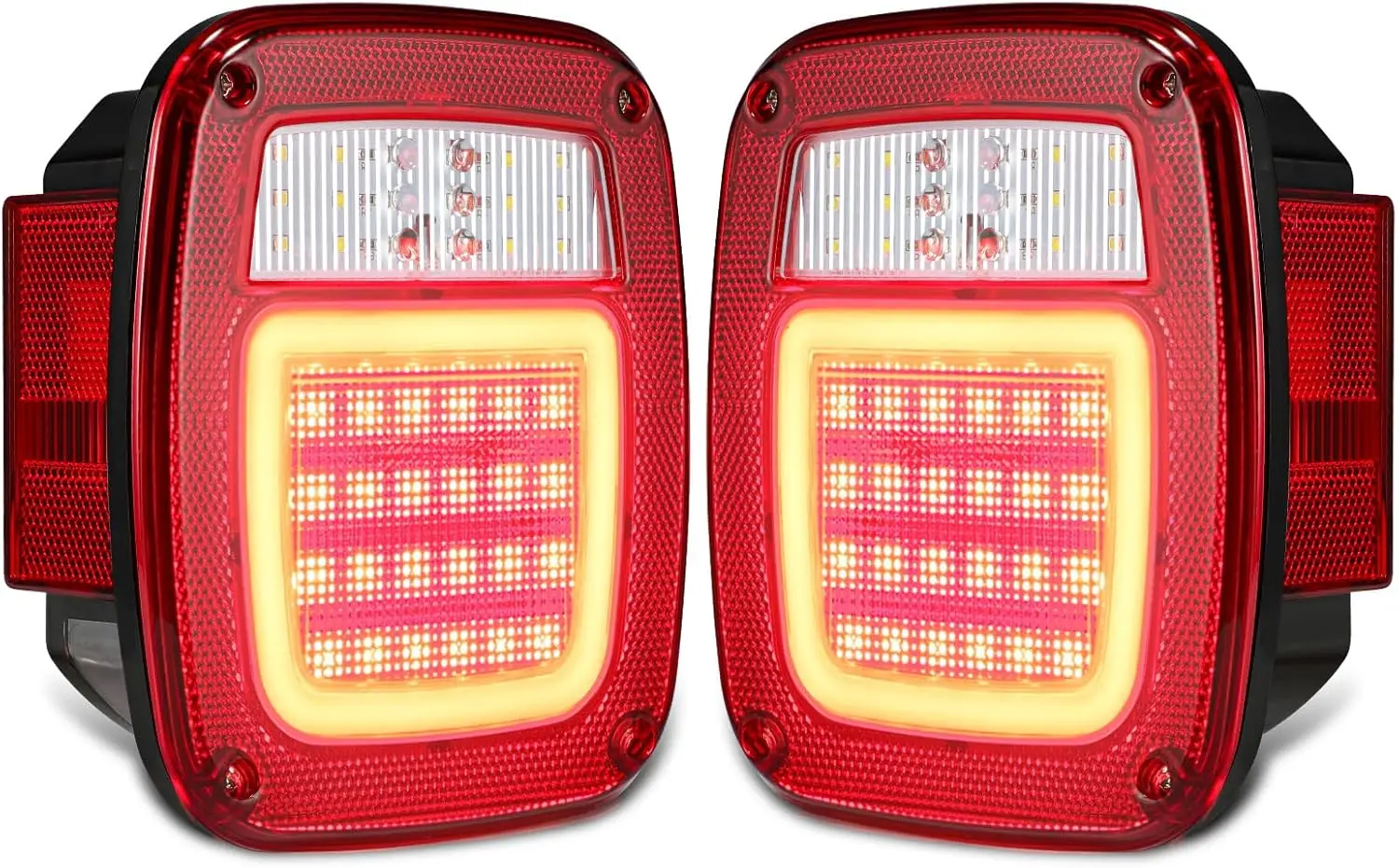 

2Pcs LED Tail Lights Assembly Rear Stop Turn Tail for Wrangler TJ YJ CJ F-Series Universal Red