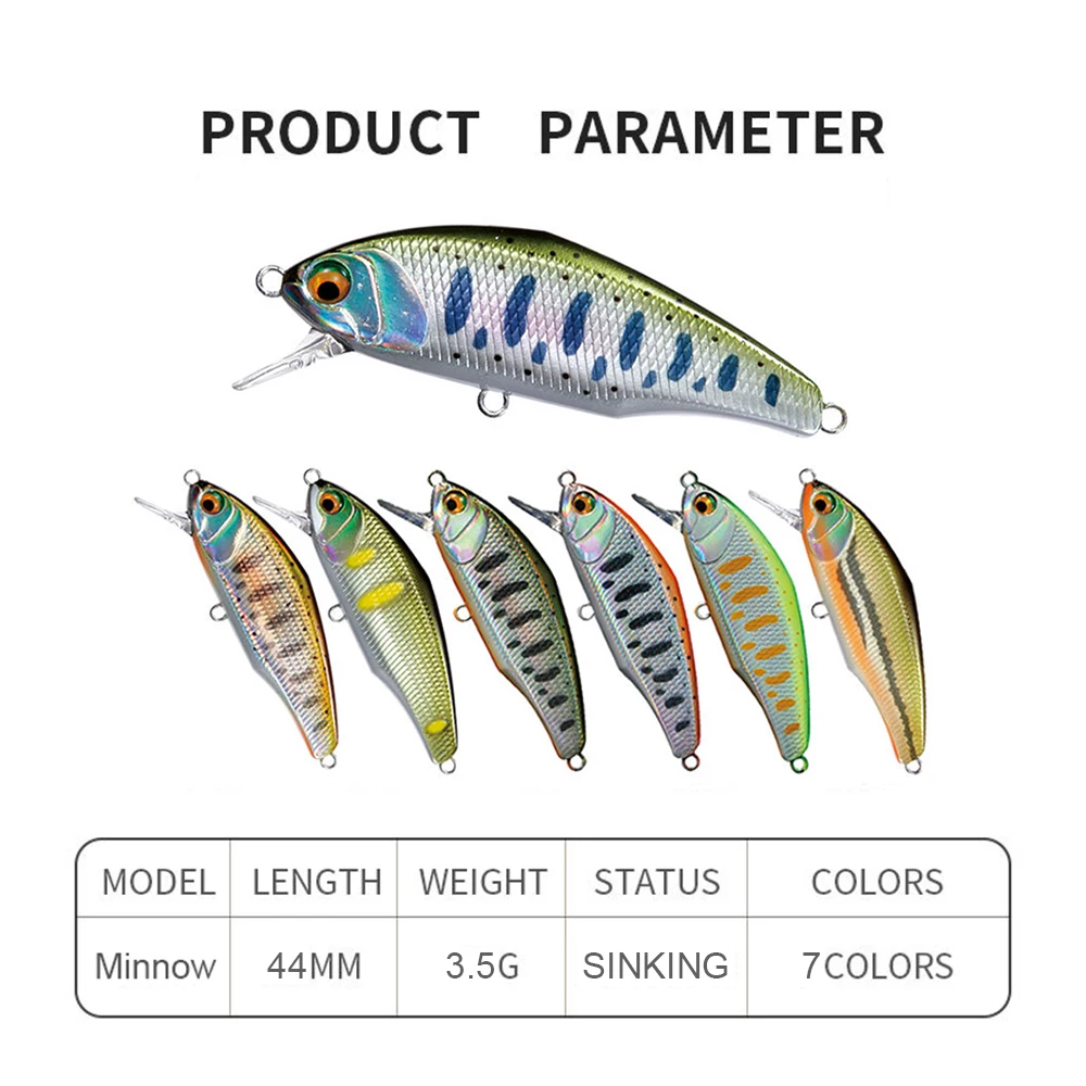4.4cm 3.5g Przynęta wędkarska Micro Minnow Wobbler Szybko tonąca Jerkbait Sztuczna twarda przynęta Mini Decoy Stream Trout Bait Bass Bait — zdjęcie 4
