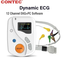 CONTEC 12-lead Dynamic ECG EKG Systems 48-hour ECG Holter Recorde With PC Free Software  Data Analysis