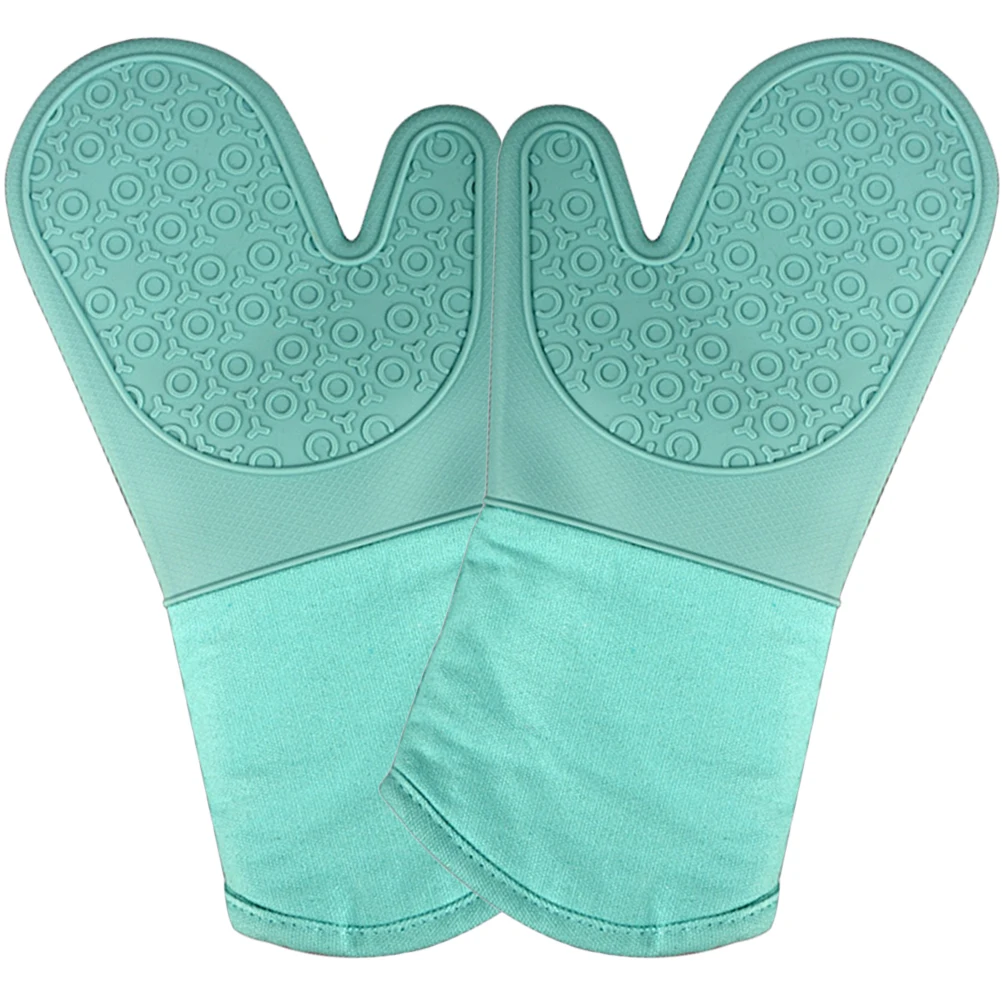 

2pcs Heat Resistant Oven Mittens Anti-Slip Baking Gloves Kitchen Cooking Protective Microwave Gloves For Men Women