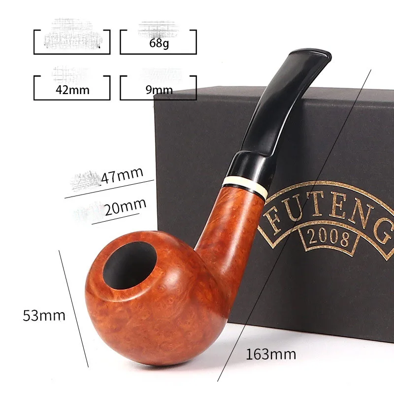 Luxury Caving Briar Wood Tobacco Pipe Classic Bent Type Cigarette Smoke Pipe Cigarette Holder Narguile Pipe For Mens