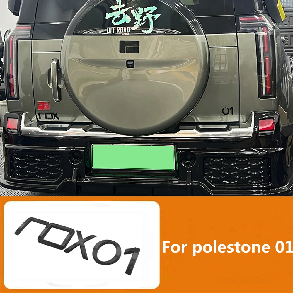 

Черненый автомобильный логотип для BAIC Jishi Polestone 01 Rox 01 2023 2024 2025 ROX 01 Этикетка с надписью на заднюю дверь, наклейка для внешней модификации