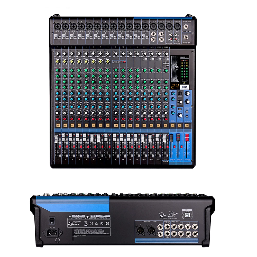 Hot Sale High Quality 20 Channel Digital Audio Console Professional Audio Mixer MG20XU