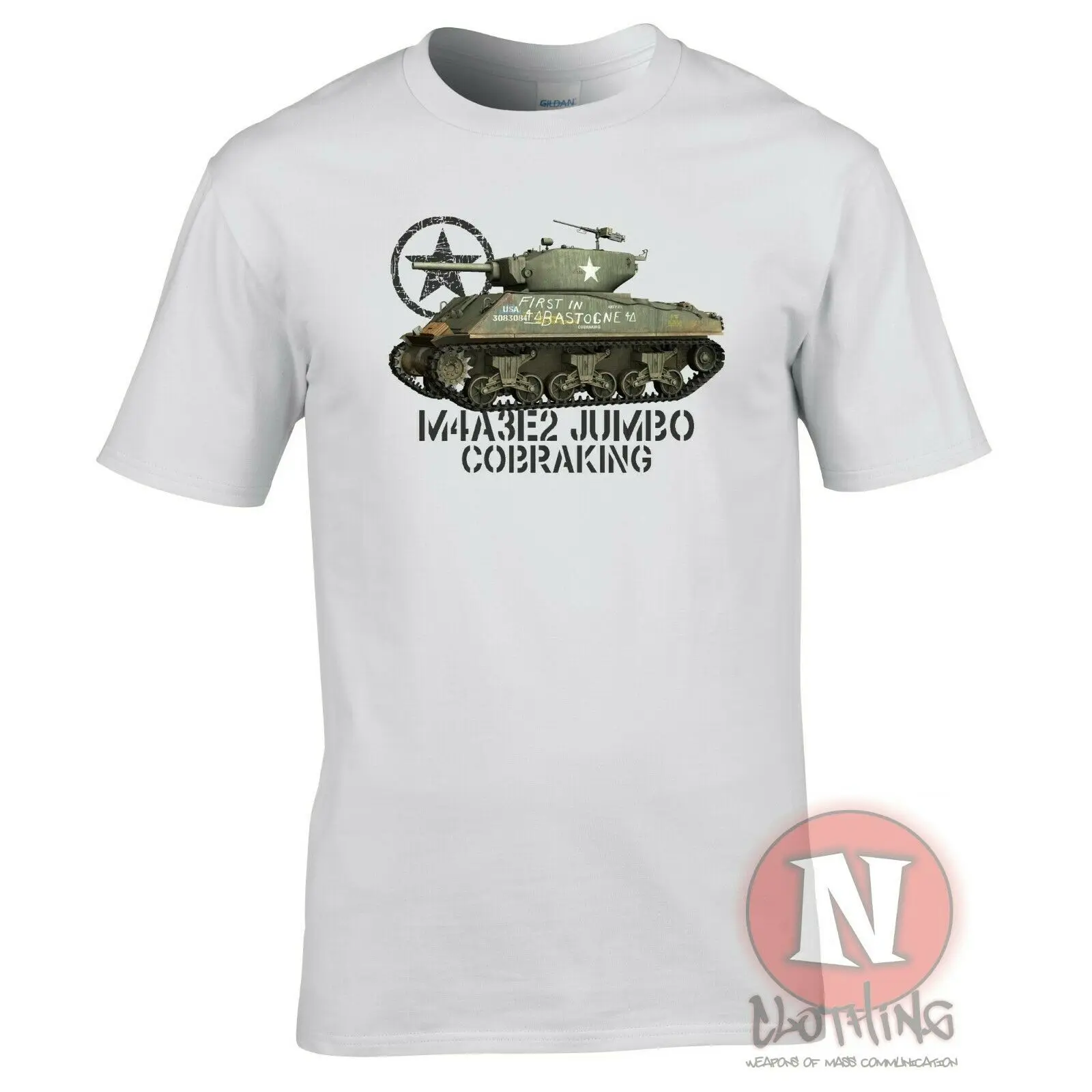 First In Bastogne- US Army M4A3E2 Jumbo Cobra King Sherman Tank T Shirt 100% Cotton Short Sleeve O-Neck T-shirt Casual Mens Top