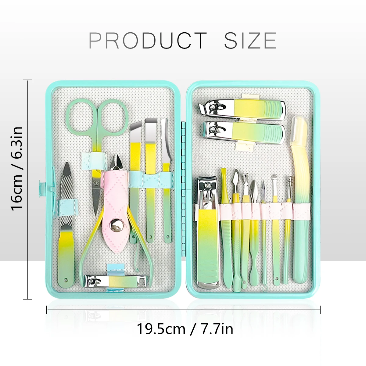 1 set complete manicure- en pedicureset 18-in-1 nagelgereedschap met reisetui tondeuse vijlen nagelriemverzorging