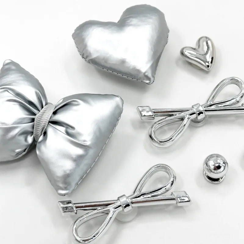 7 шт., модный комплект подвесок для обуви, аксессуары, пряжка для обуви с отверстием, серебряный бант, сделай сам, 3D украшения для обуви, детская вечеринка, подарок для женщин и девочек