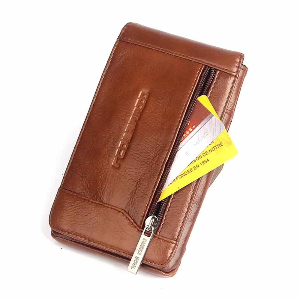 Genuine Leather Cell/Mobile Phone Case Cover Fanny Pack Belt Bags Hook Purse Pouch Hot Sale Casual Men Loops Bum Waist Hip Bag