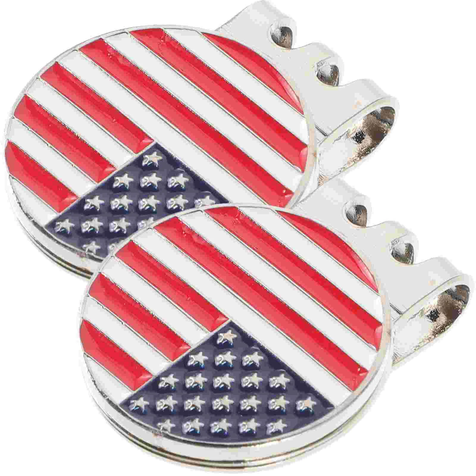 

2 Pcs Patriotic Golf Markers Metal Golfs Clips Balls Decorative Marker Portable Accessories for Men Golfing Supply Lapel