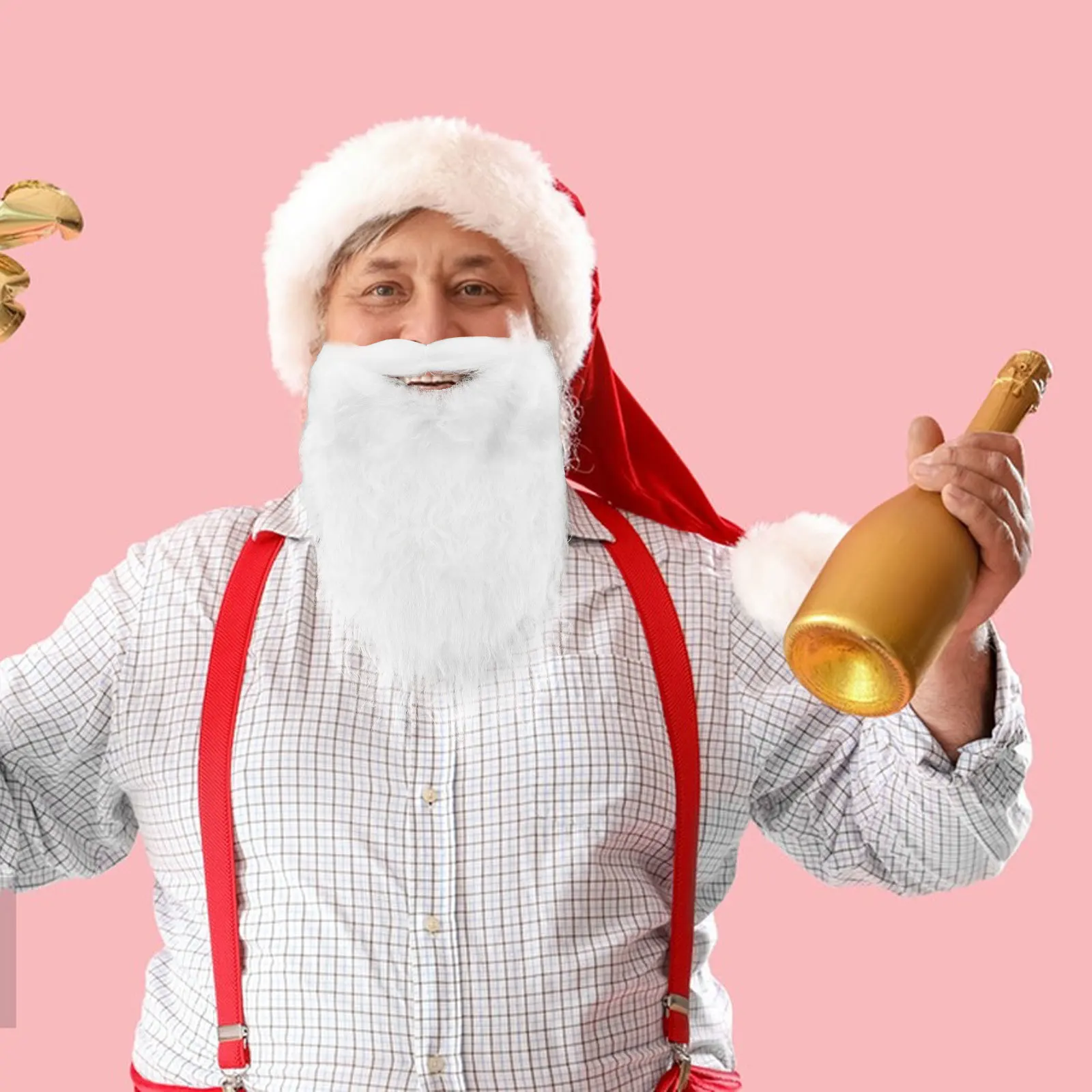 

1Pcs Santa Cosplay with Beard Set White Synthetic Fiber Multi Layered for Christmas Holiday Costume Performance Props