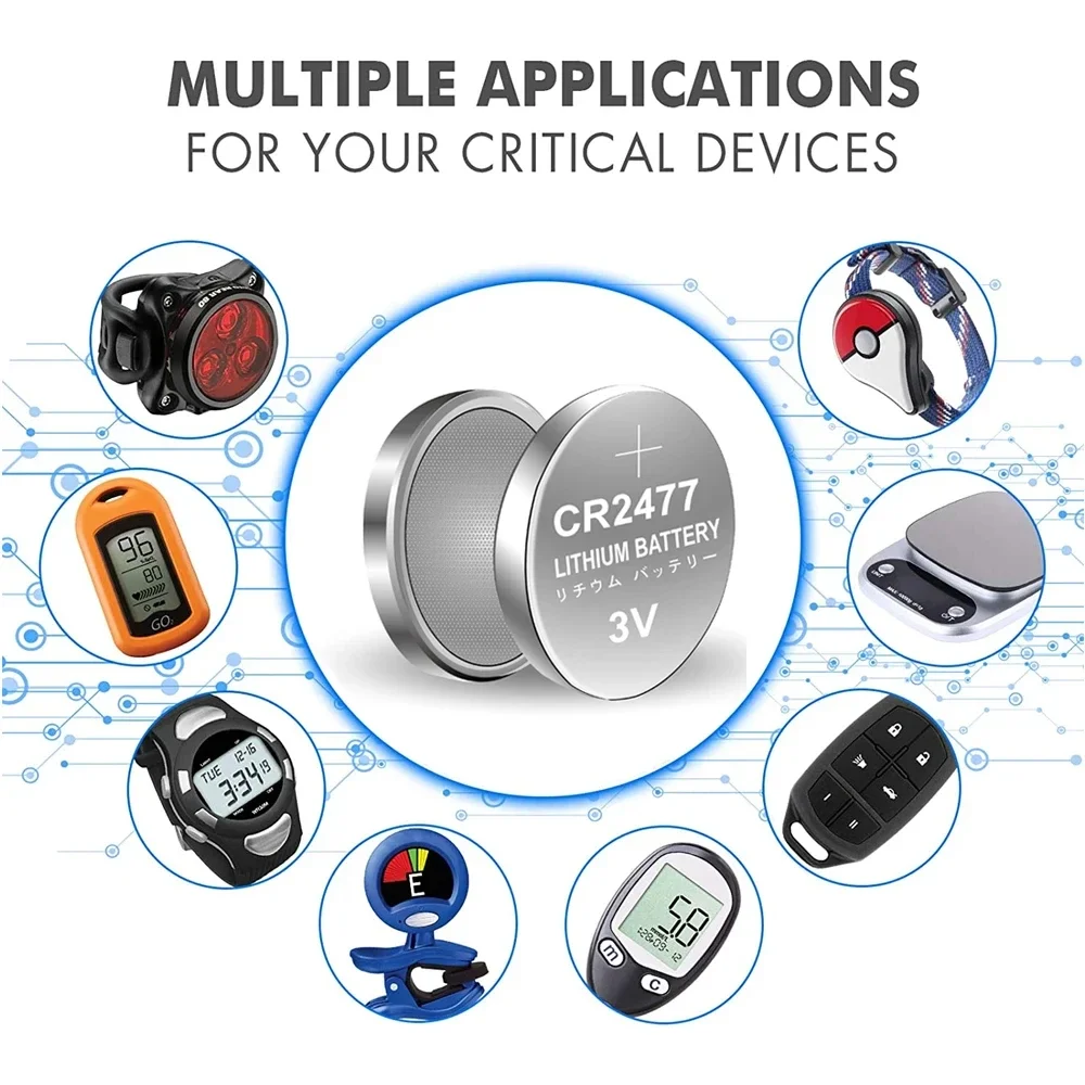 5-100PCS CR2477 3V Button Cell Lithium Battery For Weight Scale Motherboard Thermometer CR 2477 DL2477 ECR2477 KCR2477 Coin Cell