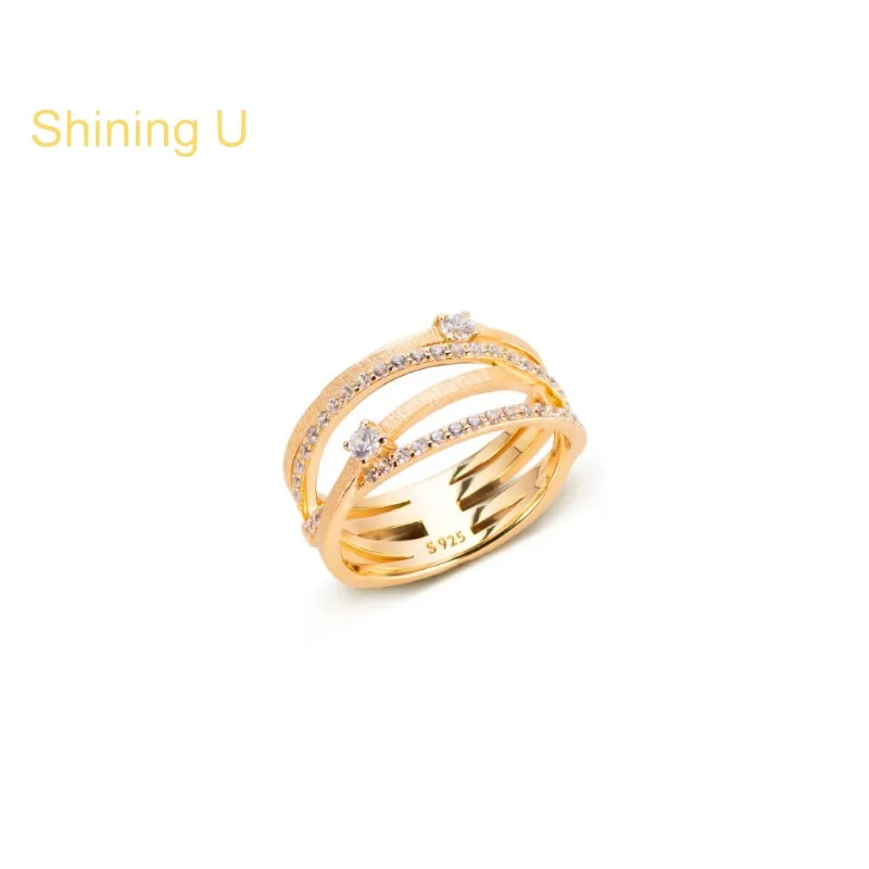 

Shining U S925 Silver Irregular Cross Ring for Women Fine Jewelry Anniversary Gift