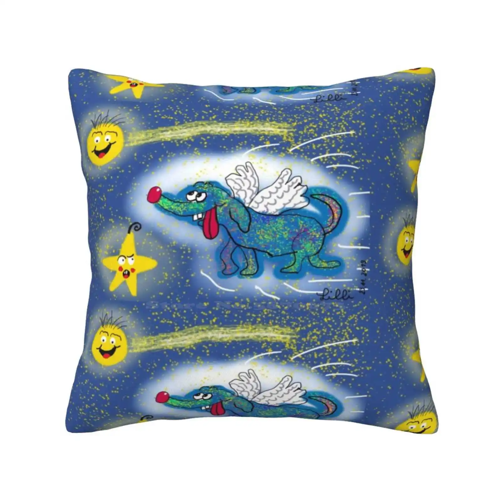 Lilli Hammer Space Fox With Starry Throw Cushion Pillow Cover Lilly Hammer Schickert Federal Association Child Hospice Flying