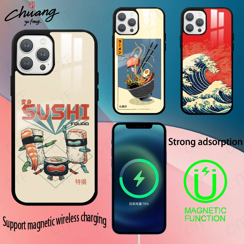 Ретро японский корейский товарный чехол для телефона для 11, 12, 13, 14, 15, 16 Pro Max mini Plus с сильным магнитным притяжением, чехол для телефона