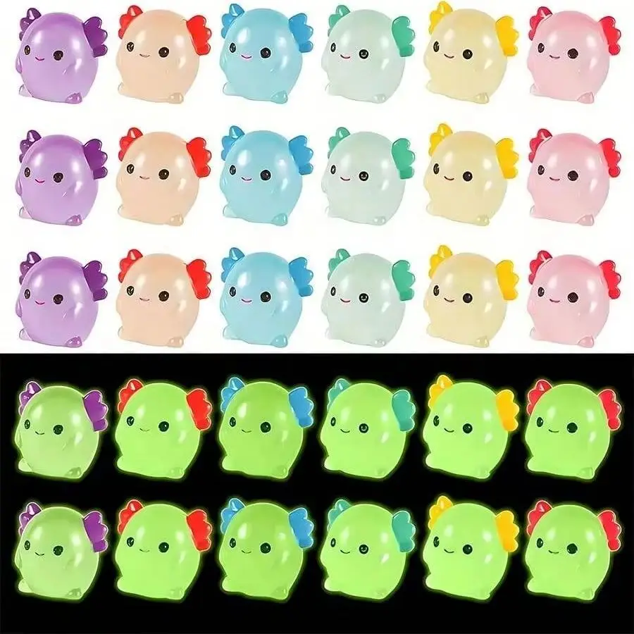 Luminous Mini Resin Axolotl Figurines, Glow Tiny Animal Ornaments Fairy Garden, Micro Landscape, Potted Plant, Home Decor Random