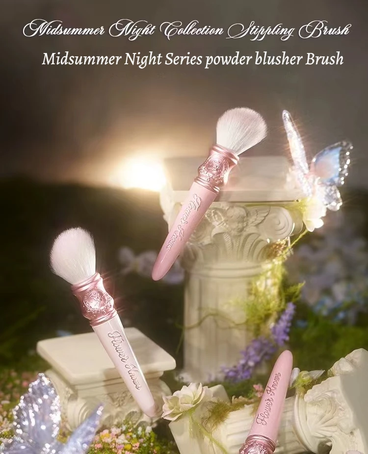 Flower Knows Midsummer Fairytales Powder Brush Blush Wool Fluffy Conditioning Cute Pink Makeup Tool Flowers Know