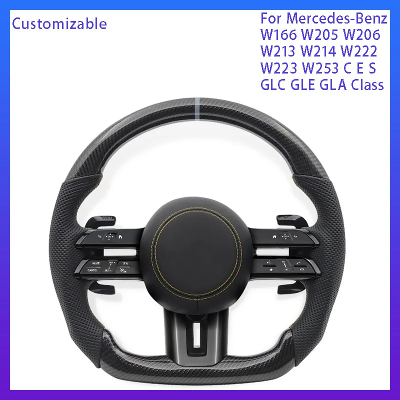 Black Frame Carbon Fiber Steering Wheel Accessories For BENZ W166 W205 W206  W213 W214 W222 W223 W253 C E S GLC GLE GLA Class