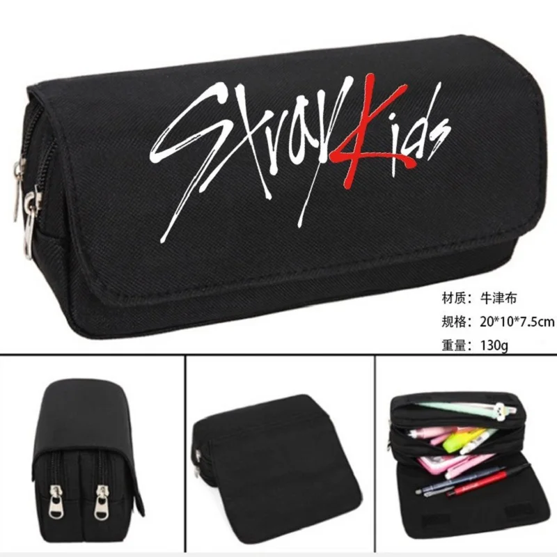 

Stray Kids KPOP Anime Pen Box Large Capacity Double Layer Pen Bag SKZOO Cartoon Storage Bag Makeup Bag Fan Peripheral Gifts