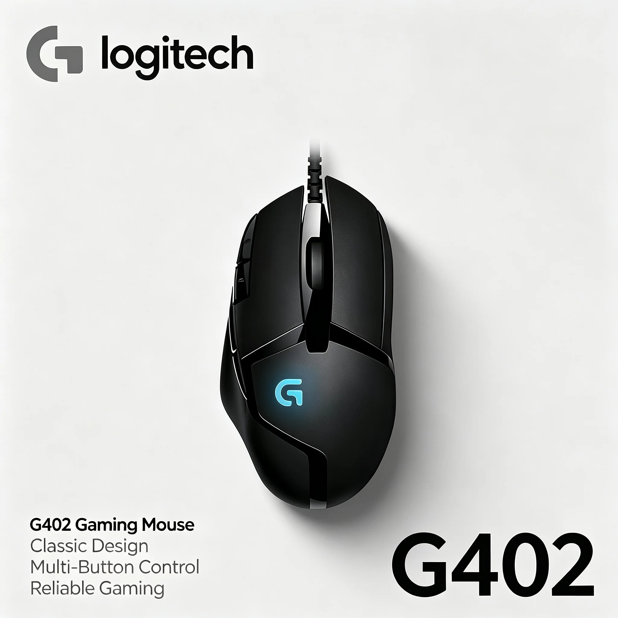 Hyperion Fury Logitech G402 USB Wired Gaming Mouse Ergonomic Shape RGB Backlit 8 Programmable Keys For CSGO LOL Game Player