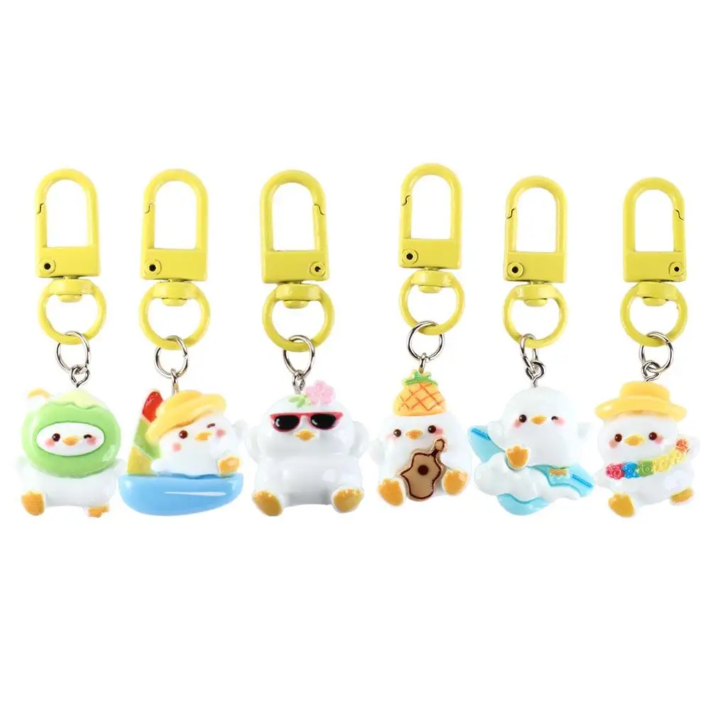 Cartoon Vacation Duck Keychain Bag Pendant Key Ring Car Hanging Trinket Phone Pendant Jewelry Accessories For Girl Gifts