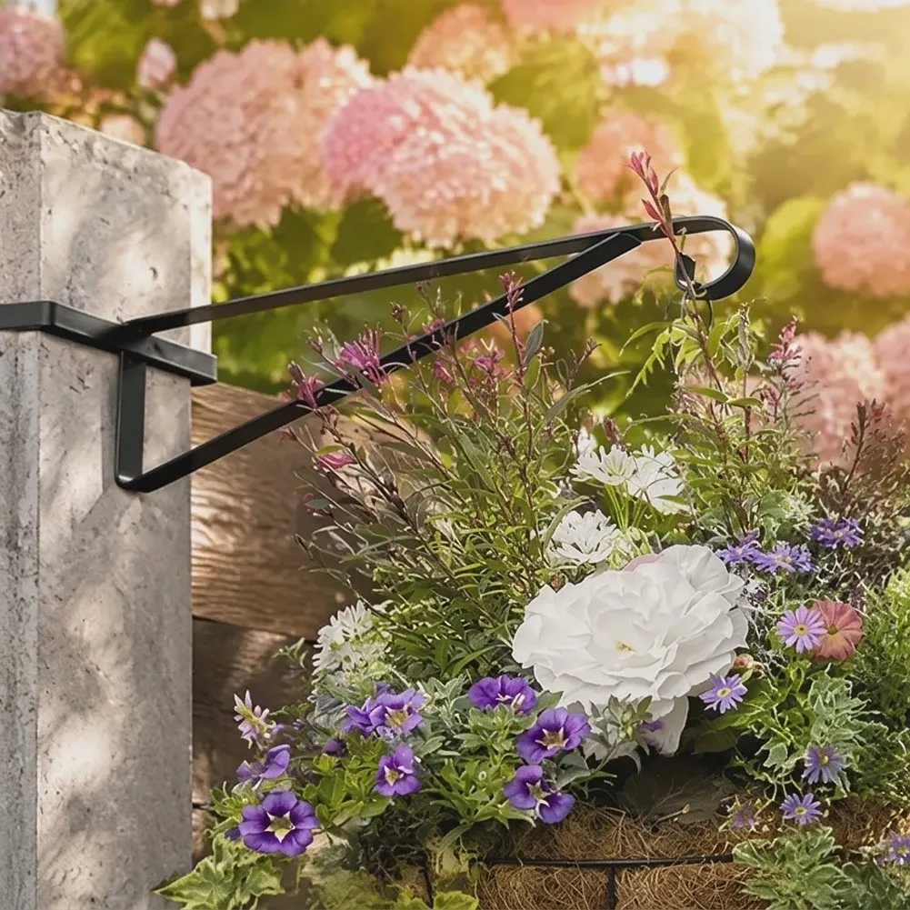 4pcs Metal For Hanging Basket Brackets for Concrete Posts Sturdy Support for Lanterns Bird Feeders Garden Display Stand