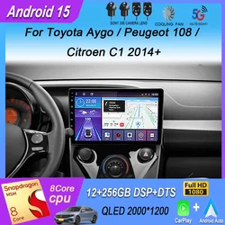 Android 13カーラジオ,メディアプレーヤー,ビデオ,GPSナビゲーション,2 DIN,車用,CarPlay,トヨタaygo,プジョー108,シトロエンC1, 2014