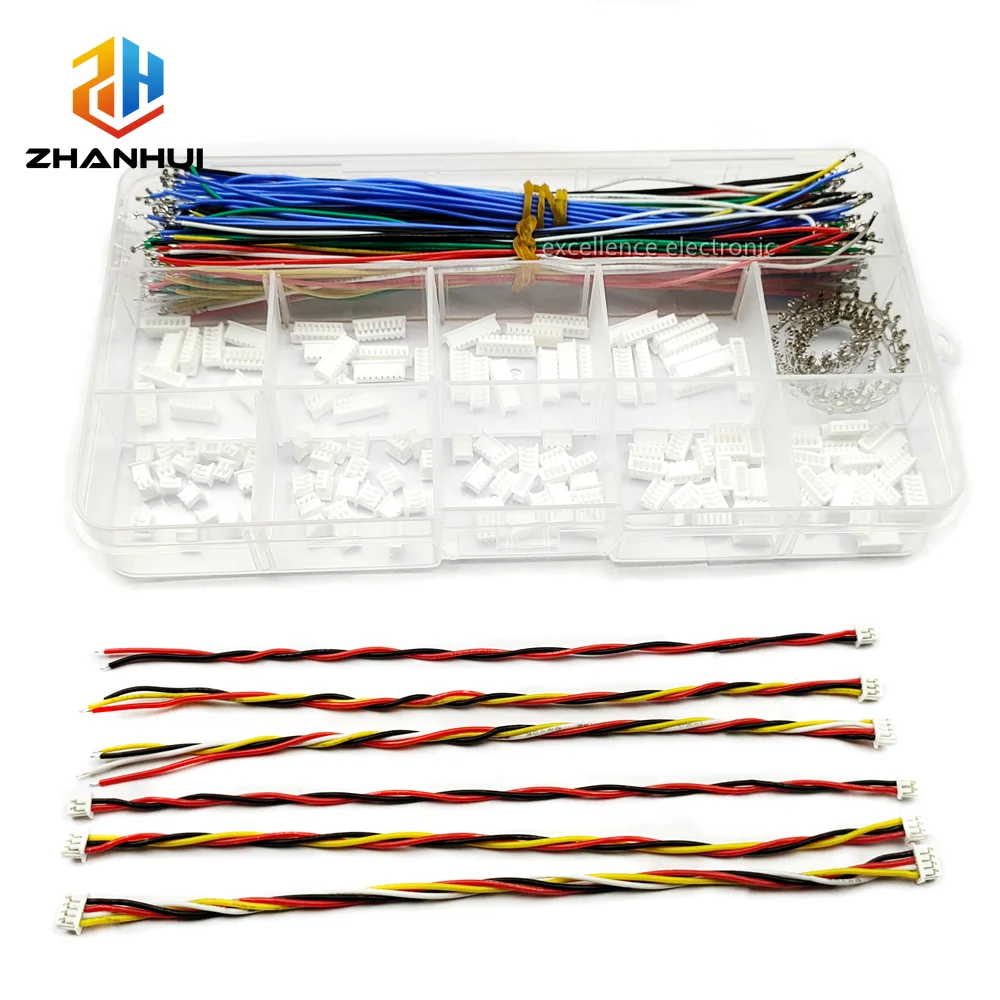 JST 1.25mm Pitch PicoBlade Connectors Kit - 15cm Pre-Crimped Soft Silicone Cables for Pixhawk Flight Controller (2-10 Pin)