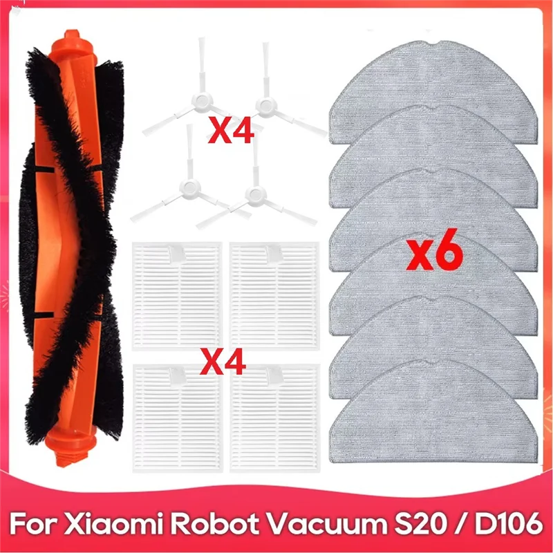 A88X لشاومي روبوت المكنسة الكهربائية S20/D106 أجزاء فرشاة جانبية رئيسية فلتر HEPA ممسحة القماش استبدال أجزاء