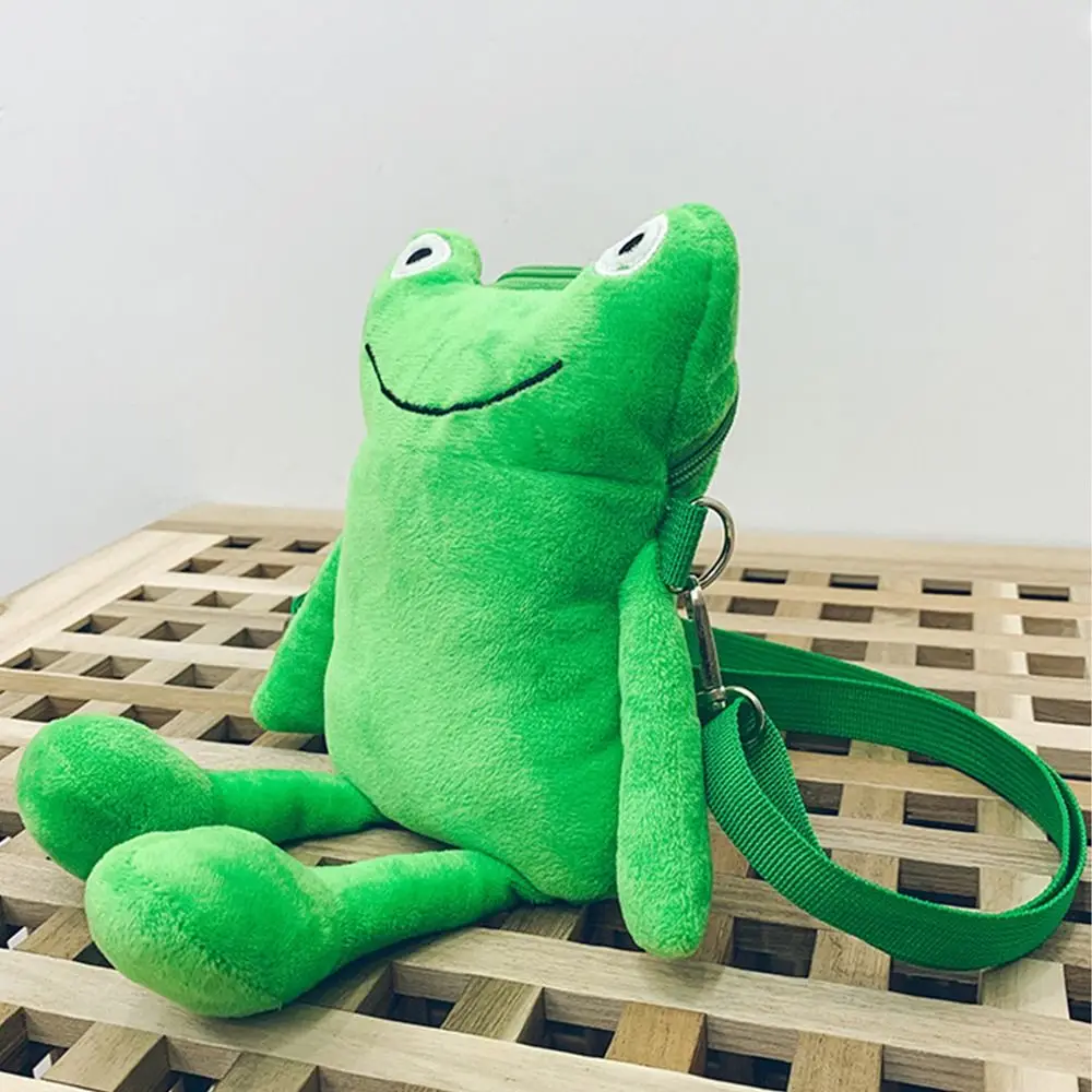 Cute Frog Plush Crossbody Bag Women Shoulder Bag Purses Messenger Bag Funny Cartoon Plush Bag Phone Bag