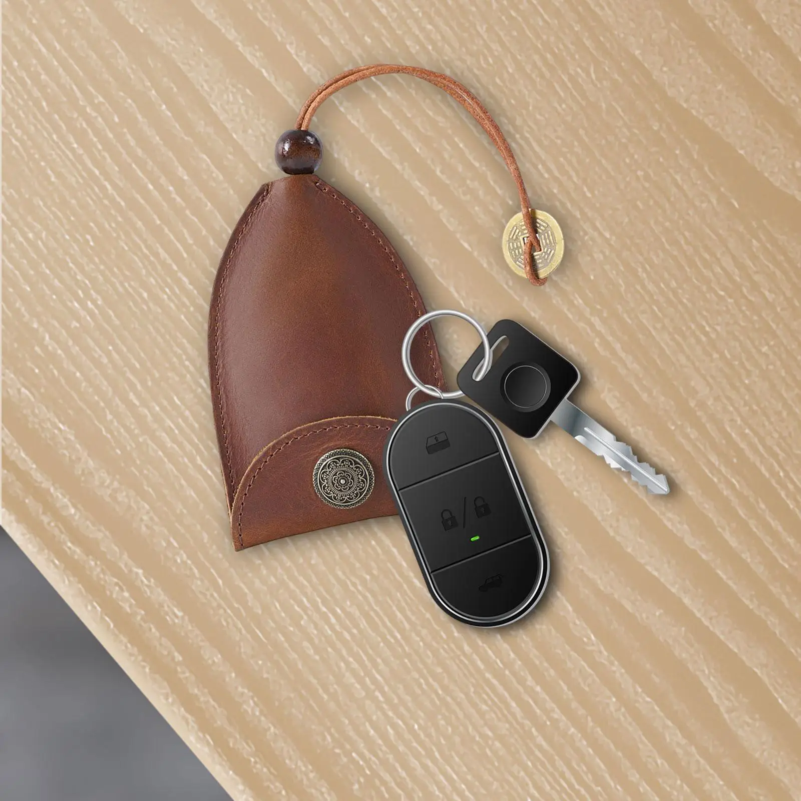 Multifunction Car Key Holder PU Leather Pendant for Business Men Women