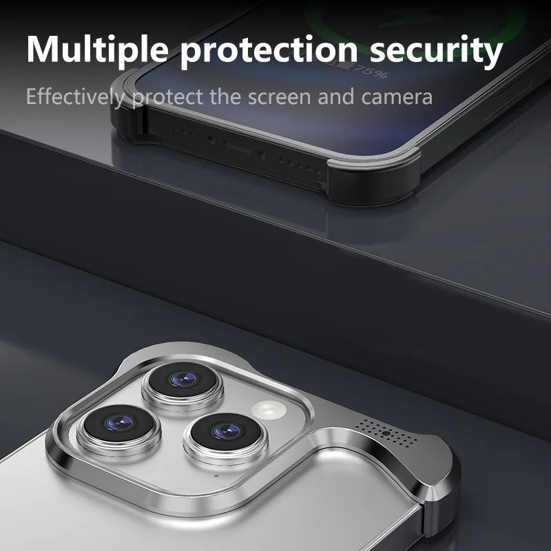 Unregelmäßige Metall-Stoßfänger-Handyhülle für iPhone 16 15 14 13 Pro Max Plus Aluminium-Kühlung Stoßfeste Hülle für 16ProMax Aluminium – Detail 4