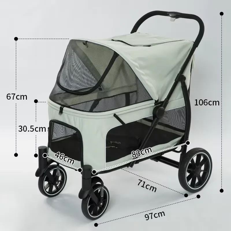 for Folding 4-Wheel Dog Stroller Backpack Style Pet Carrier for Small Dogs and Cats for Travelling Shopping Walking Playing