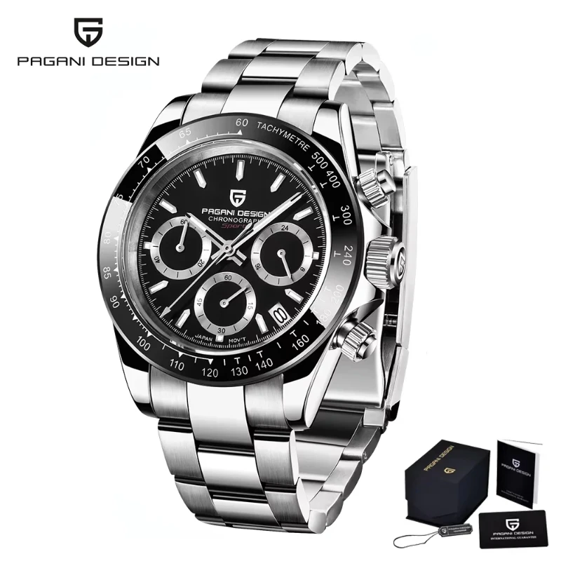 New Pagani Design PD-1644 Racing Chronograph Men Quartz Watch Meteorite Dial Rose Gold Stainless Steel Waterproof Wristwatch