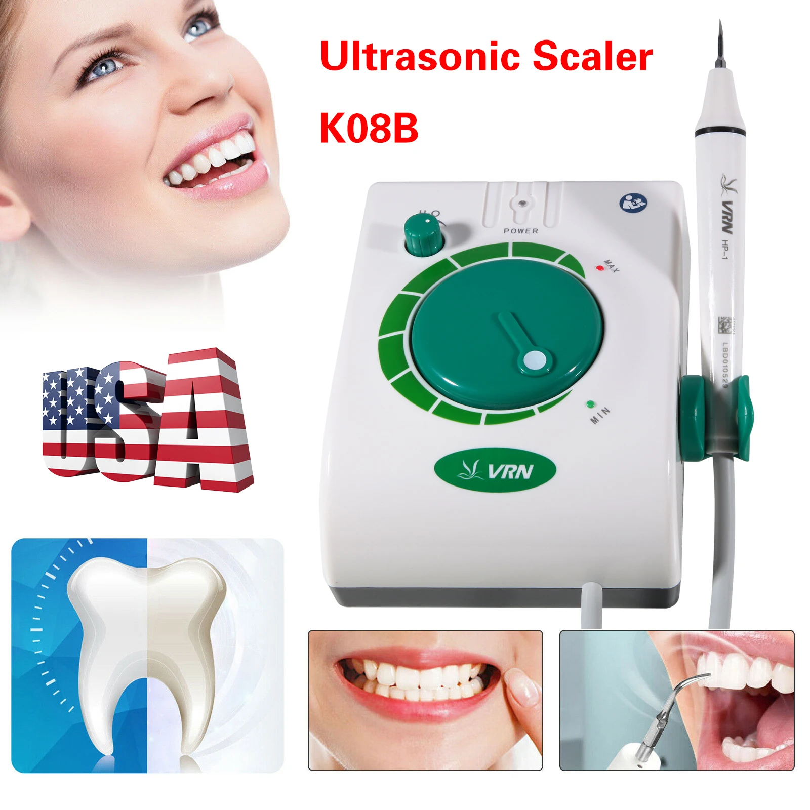

Dental Clinic Wireless Ultrasonic Scaler with Handpiece 5 Tips VRN-K08B FOR WOODPECKER EMS new AC100~240V