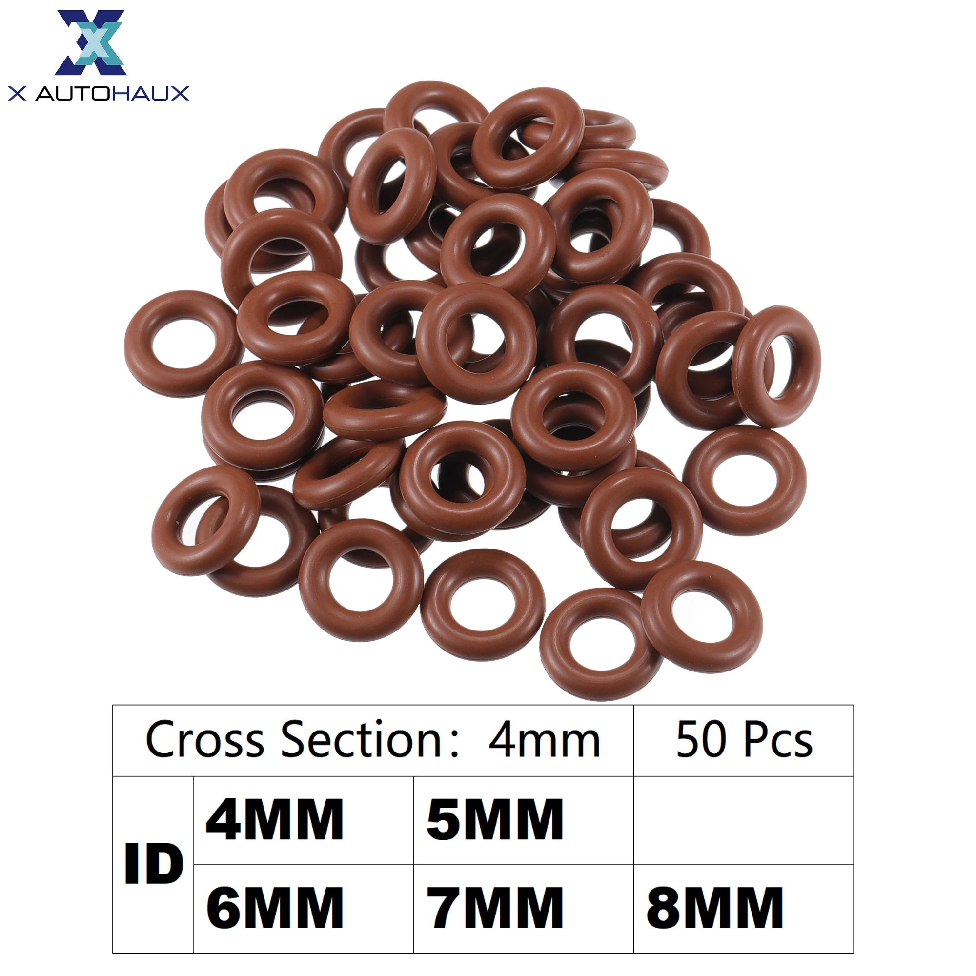 UXCELL 50Pcs FKM Rubber O Ring Seal Gasket Orings Seal Washer for Plumbing Repair for Cars Trucks 4mm-8mm ID x 4mm CS