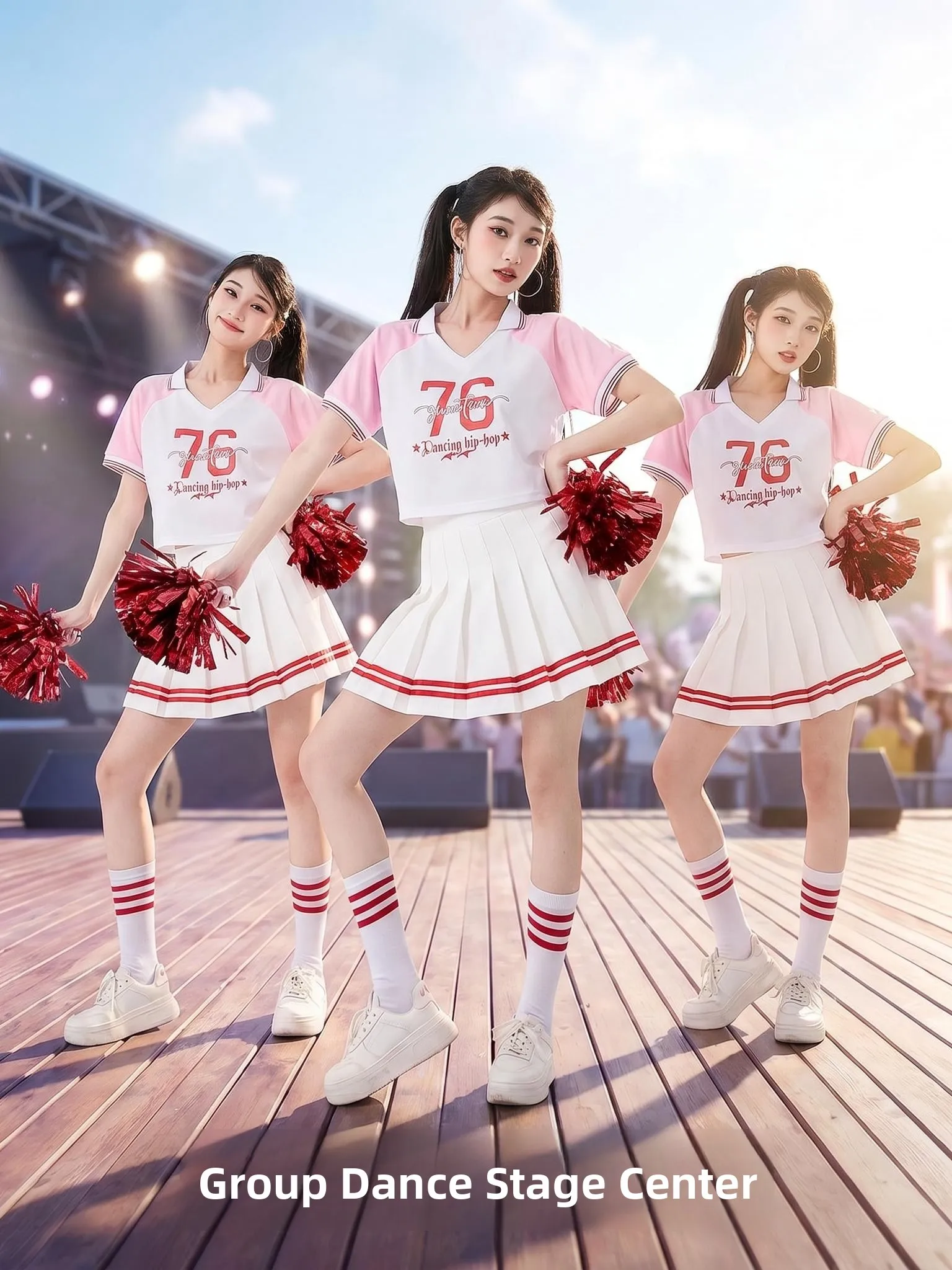 

Adult Cheerleading Performance Costume Football Babes Dance Team Korean Style Women's Group Jazz Dance Performance Outfit