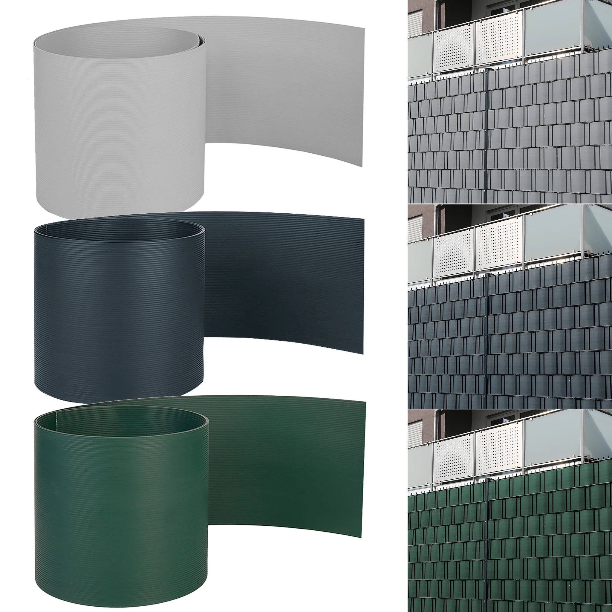 10 bandes de protection d'intimité en PVC rigide de qualité supérieure pour tapis à double barre, 2,5 m x 19 cm, pour clôture, balcon, clôture de jardin, piscine, anti-UV, anthracite