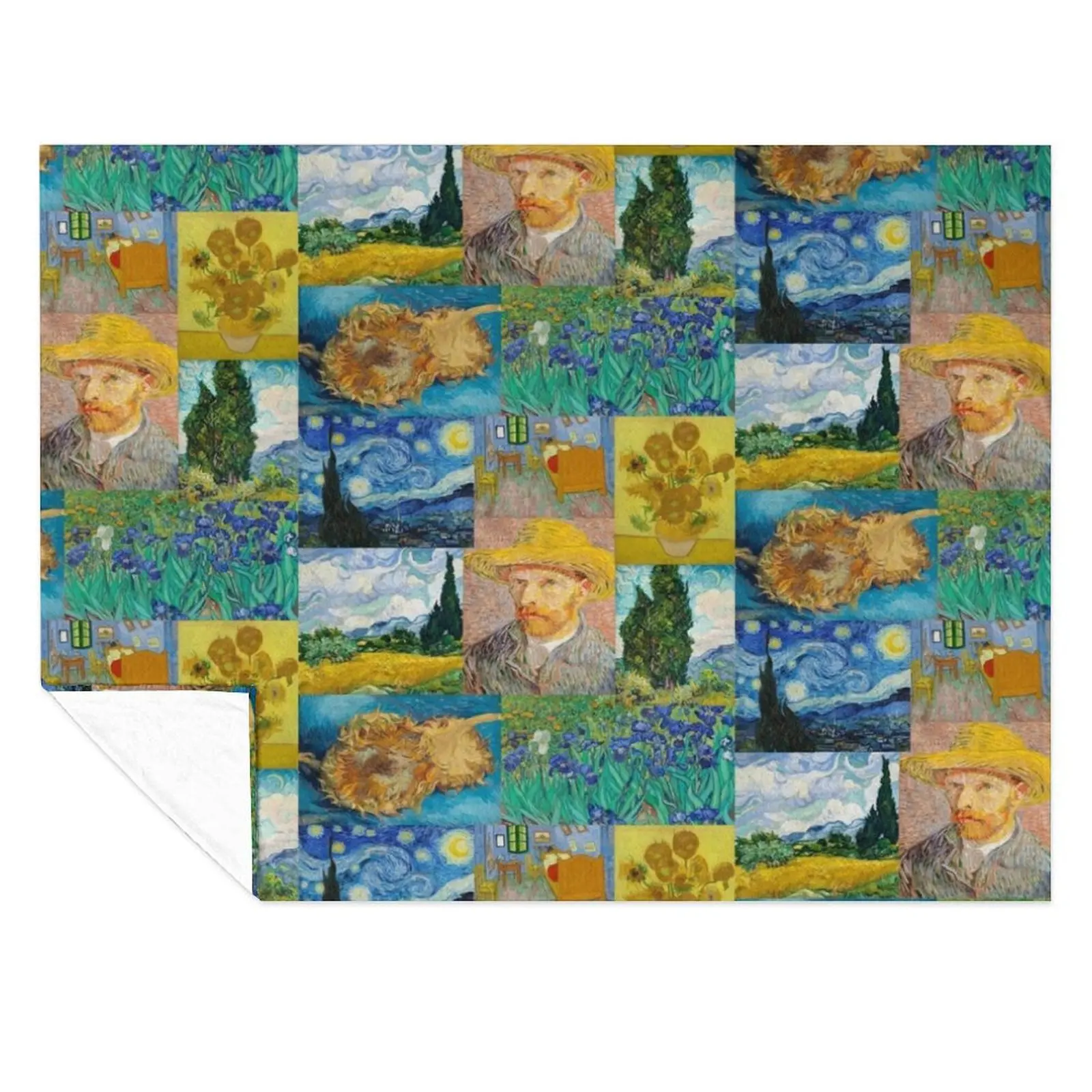 

Van Gogh Collage II Throw Blanket Loose Multi-Purpose Soft Blankets