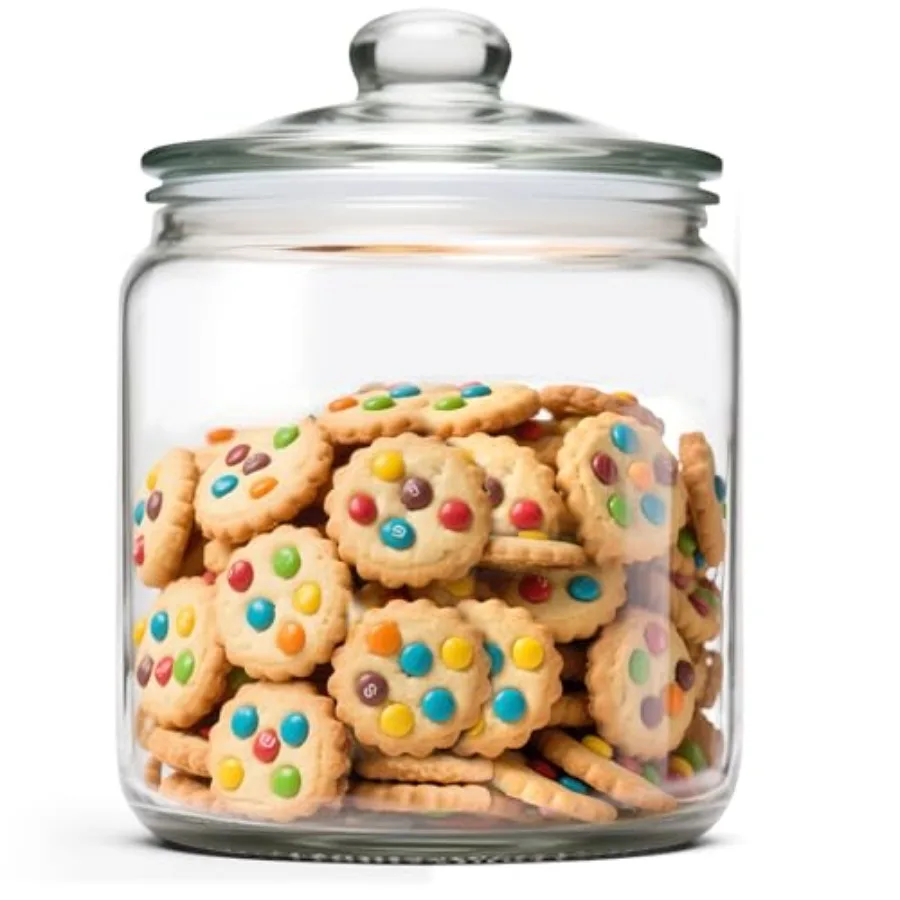 Large Glass Jar with Lid, Airtight Glass Storage Containers with Lids, Wide Mouth Cookie Candy Jar with Leak Proof Rubber Gaske