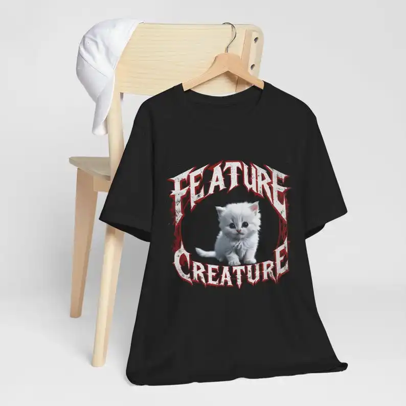 Feature Creature Tee  Cute Kitten Graphic T-Shirt  Kawaii Goth Shirt
