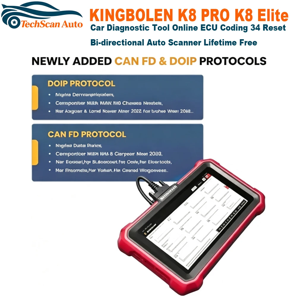 2026 Newest KINGBOLEN K8 PRO K8 Elite Car Diagnostic Tool Online ECU Coding 34 Reset Bi-directional Auto Scanner Lifetime Free
