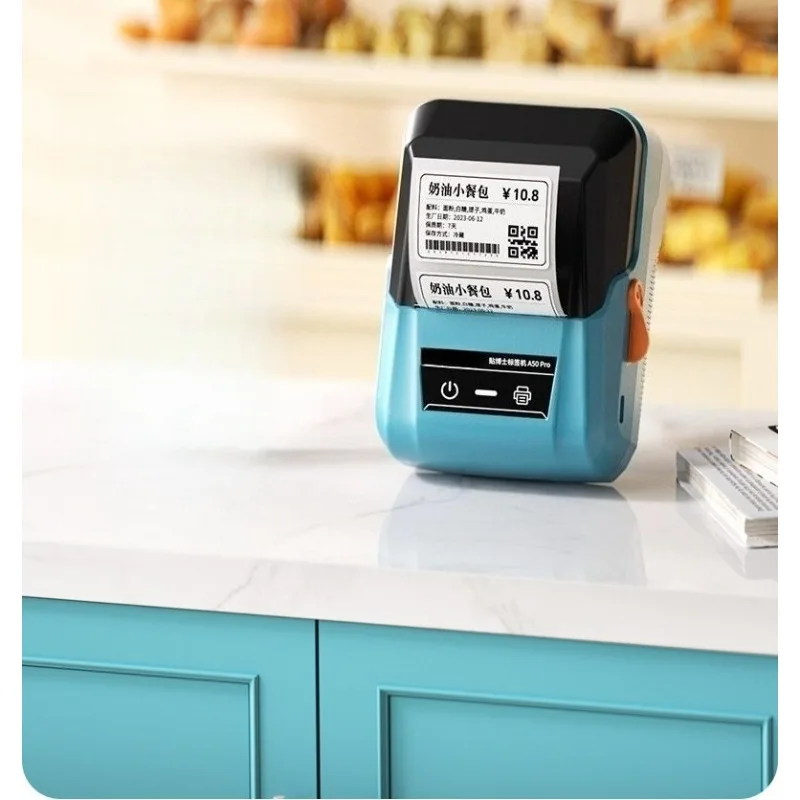 A50Pro Thermal Label Printer,Commercial Barcode QR Code Sticker Maker, for Food Date,Clothing Hang Tag,Price Tag&Qualification L