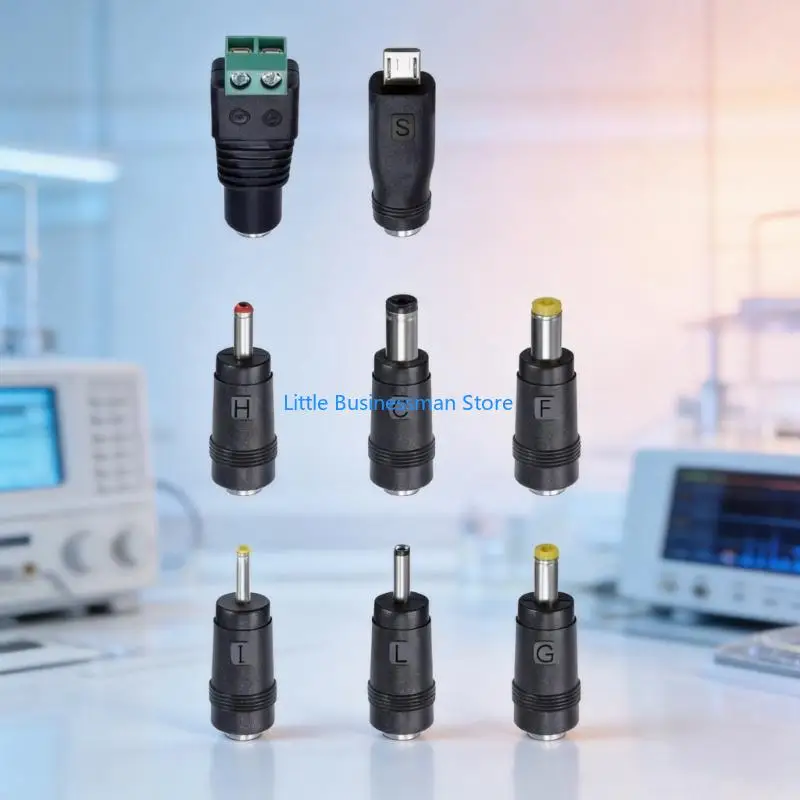 Direct Current Barrels Plug Set With 8 Power Adapter Tip for Low-Voltages Connection Setups M76A